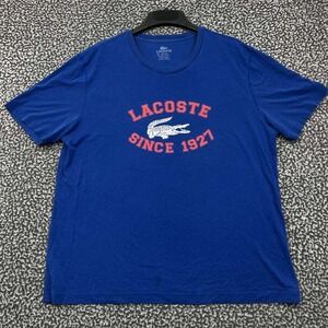 Lacoste Since 1927 Shirt Men 7 Blue Short Sleeve Crew Neck Cotton